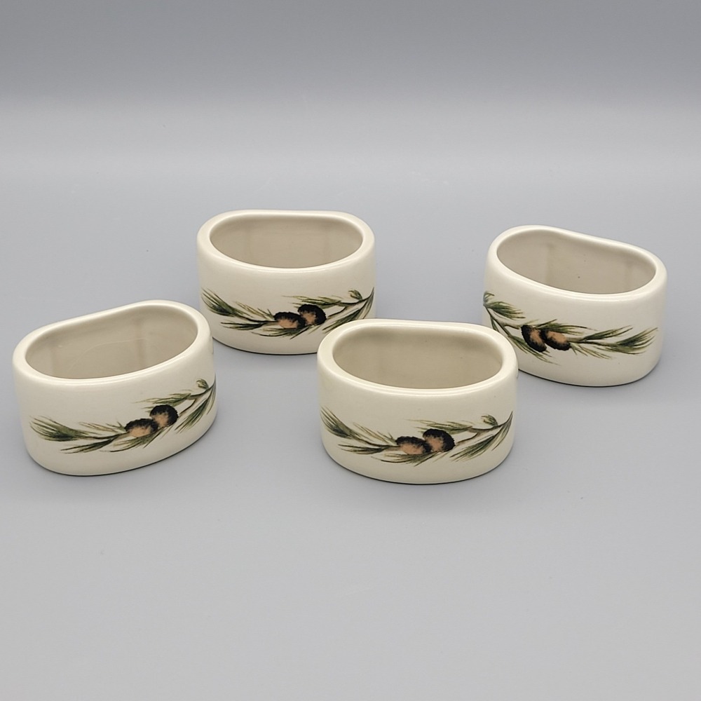 Stoneware Napkin Rings Set of 4 Big Sky Carvers Woodland Moose Collection Nature